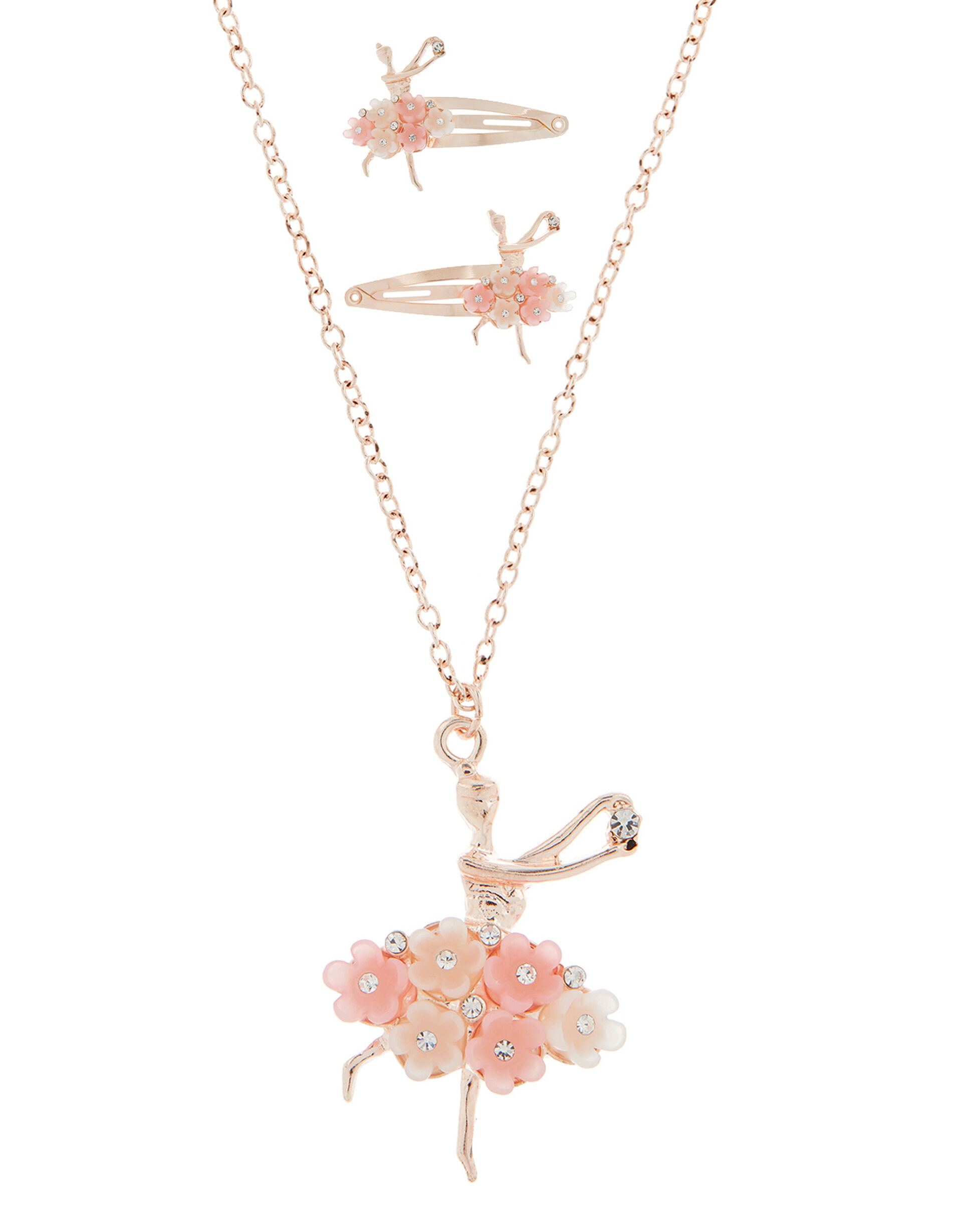 Ballerina Rose Necklace and Hair Clip Set, , large