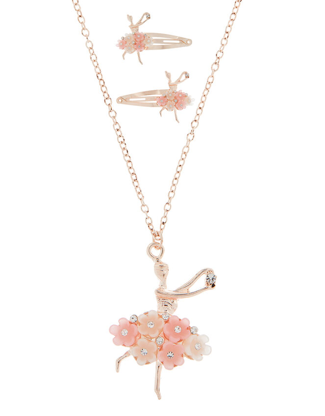 Ballerina Rose Necklace and Hair Clip Set, , large