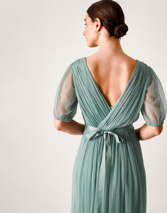 slim fit dress slacks Seraphina Green Maxi Dress With Detachable Embellished Cape – Frock and  Frill main image 0