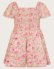 Brushed Floral Playsuit, Pink (MAGENTA), large