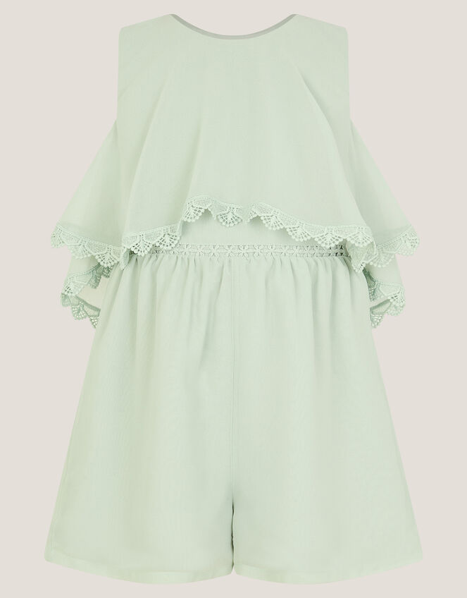 Leia Lace Trim Tier Playsuit, Green (SAGE), large