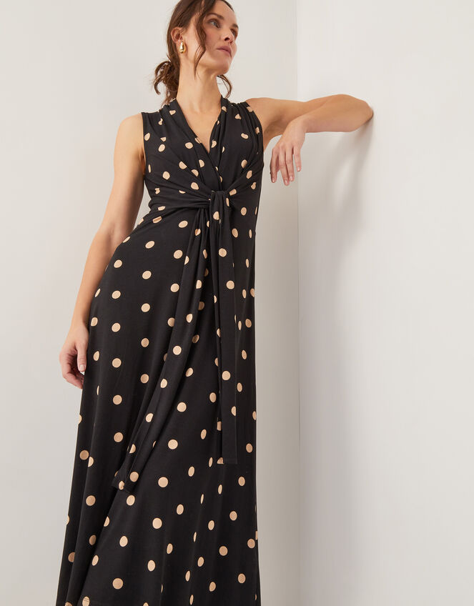 Sareesha Polka Dot Midi Dress, Black (BLACK), large