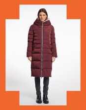 Rino & Pelle Keila Faux Fur Lined Long Puffer Coat, Brown (CHOCOLATE), large