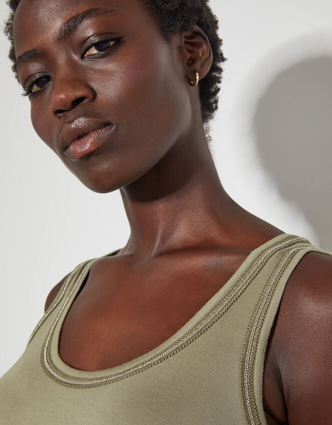 Jess Jersey Cami Top, Green (KHAKI), large