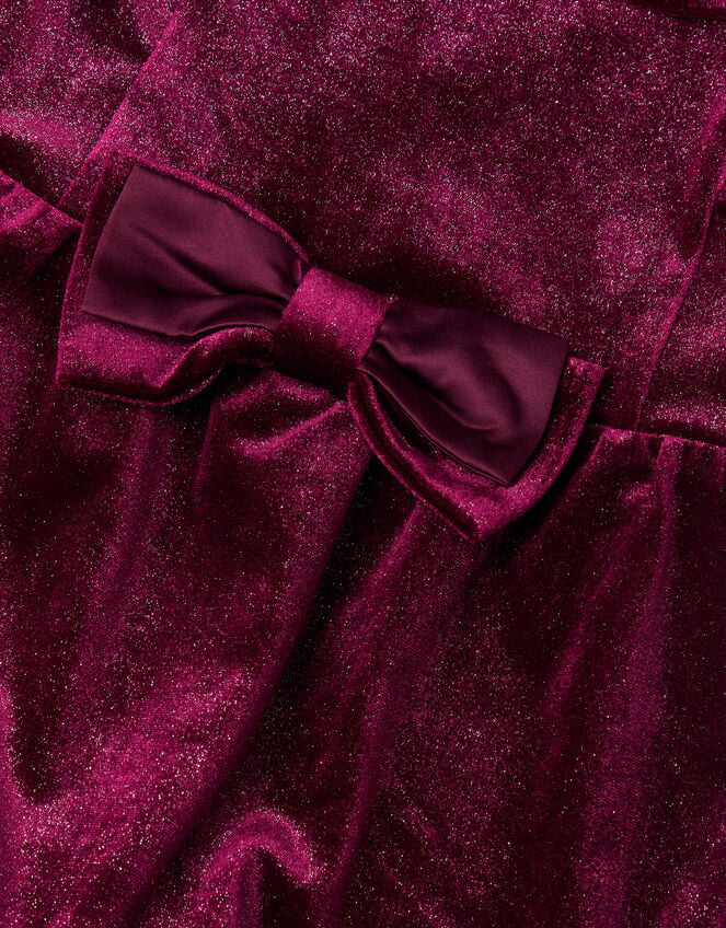 Baby Bow Velvet Romper , Red (BURGUNDY), large