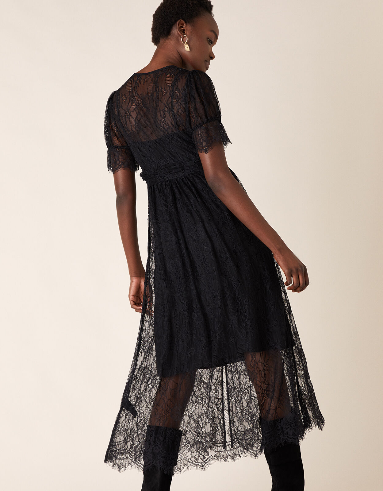 black lace tea dress