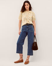 Naomi Puff Sleeve Floral Lace Blouse, Yellow (LEMON), large