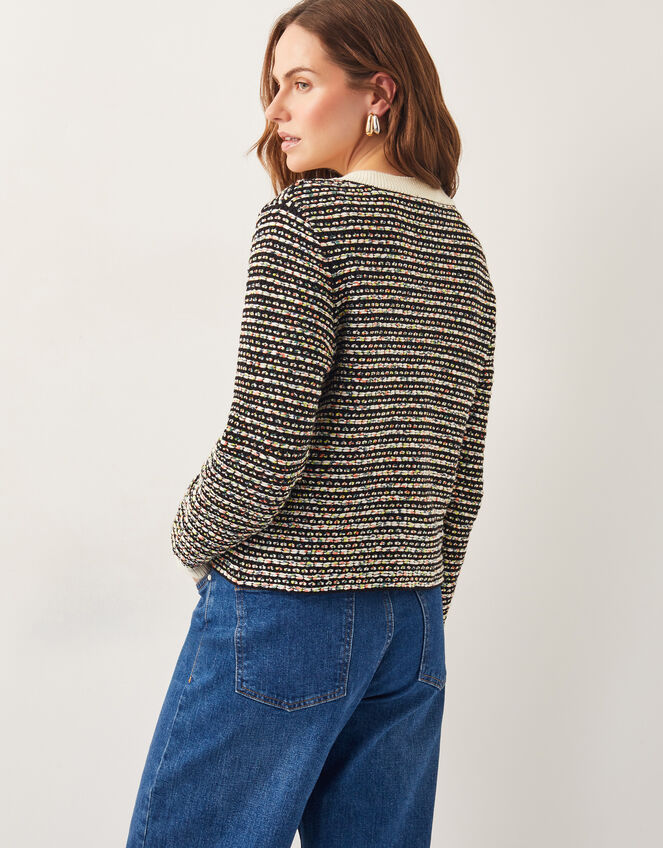 Ness Woven Knit Cardigan, Black (BLACK), large