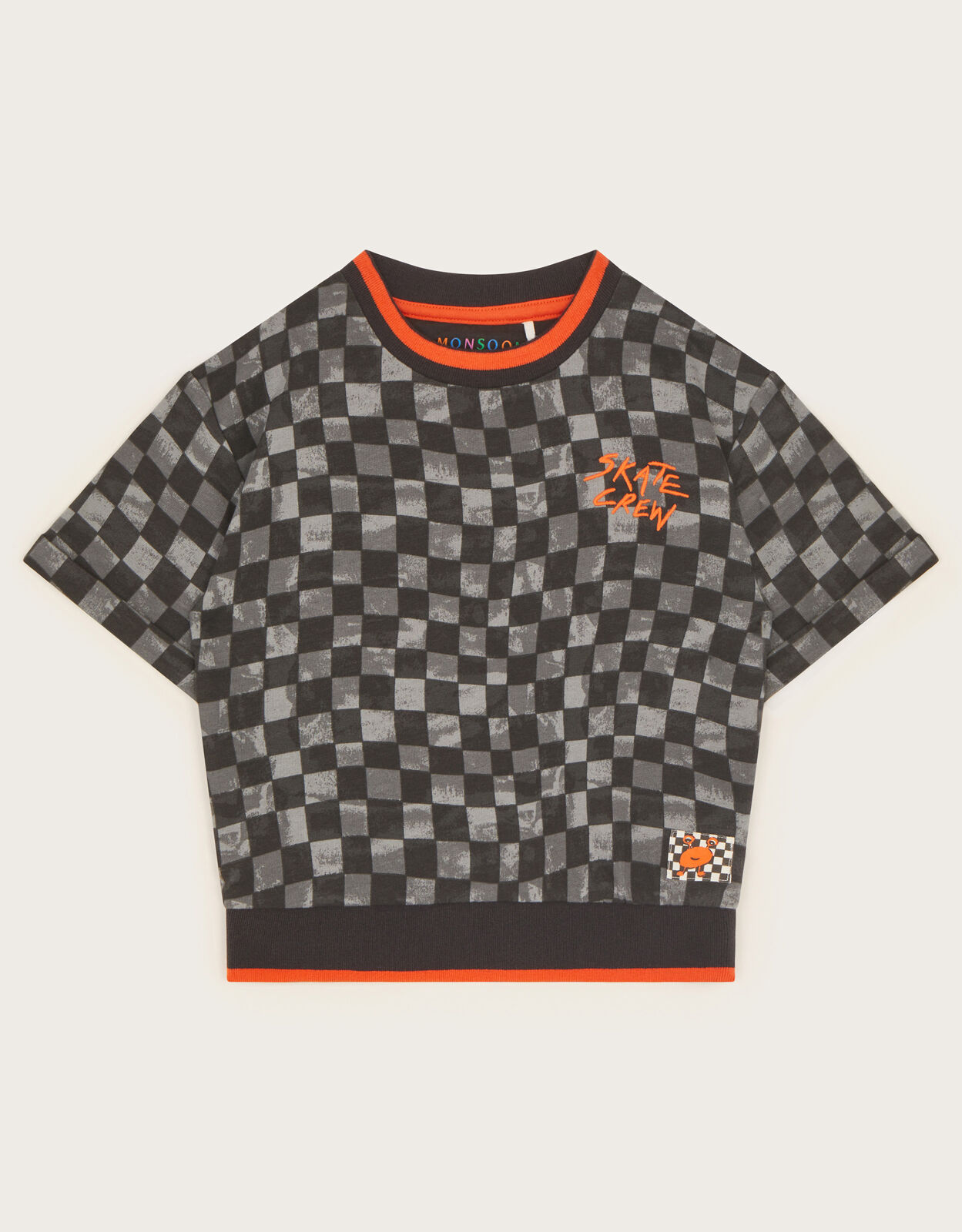 Short Sleeve Checkerboard T Shirt Black