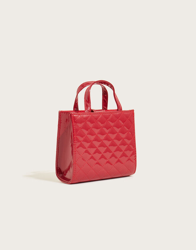 Quilted Patent Mini Tote Bag, , large