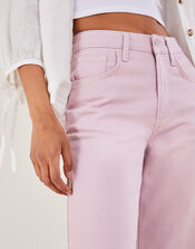 Wide Leg Crop Denim Trousers, Purple (LILAC), large
