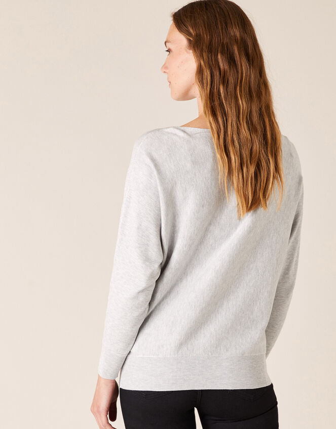 Heart Hotfix Gem Jumper with Sustainable Viscose, Grey (GREY MARL), large