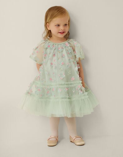 Baby Kala Floral Appliqu&eacute; Party Dress, Green (SAGE), large