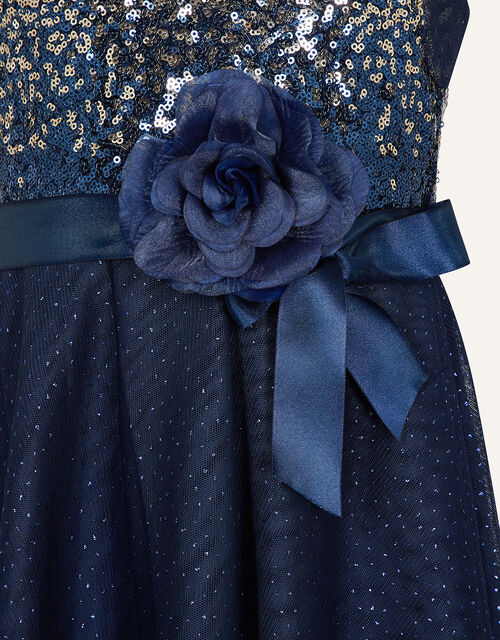One-Shoulder Ombre Sequin Dress, Blue (NAVY), large