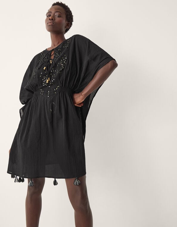 Jada Embellished Mini Kaftan, Black (BLACK), large