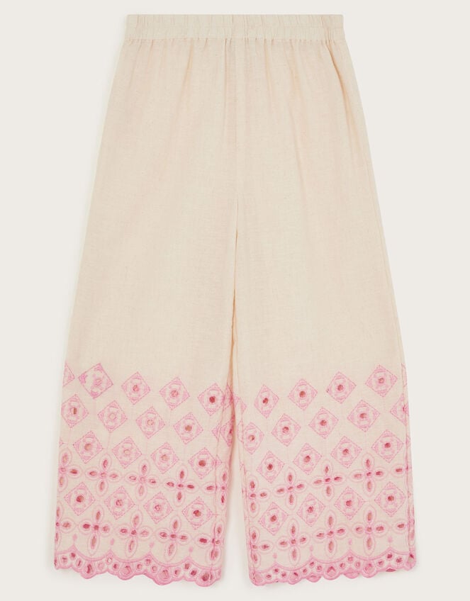 Broderie Wide Leg Trousers, Ivory (IVORY), large