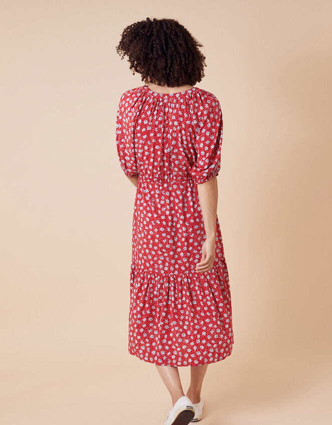 Daisy Print Midi Dress in LENZING™ ECOVERO™, Red (RED), large