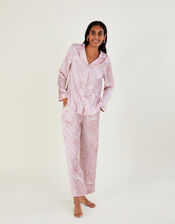 Lightning Bolt Print Pyjama Set in Recycled Polyester, Pink (PINK), large