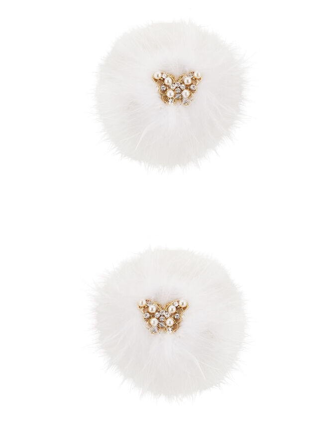 Fluffy Pearl Cluster Hair Clip Set, , large