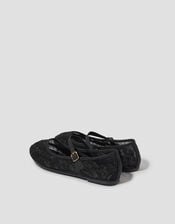 Vela Embroidered Mesh Ballet Flats, Black (BLACK), large