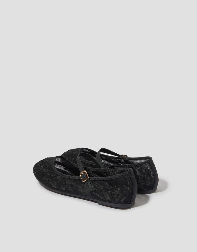 Vela Embroidered Mesh Ballet Flats, Black (BLACK), large