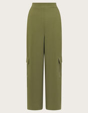 Una Wide Leg Utility Trousers, Green (KHAKI), large
