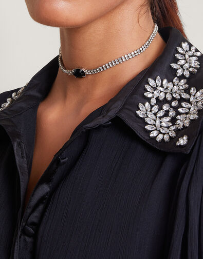 Stone Diamanté Choker Necklace, , large
