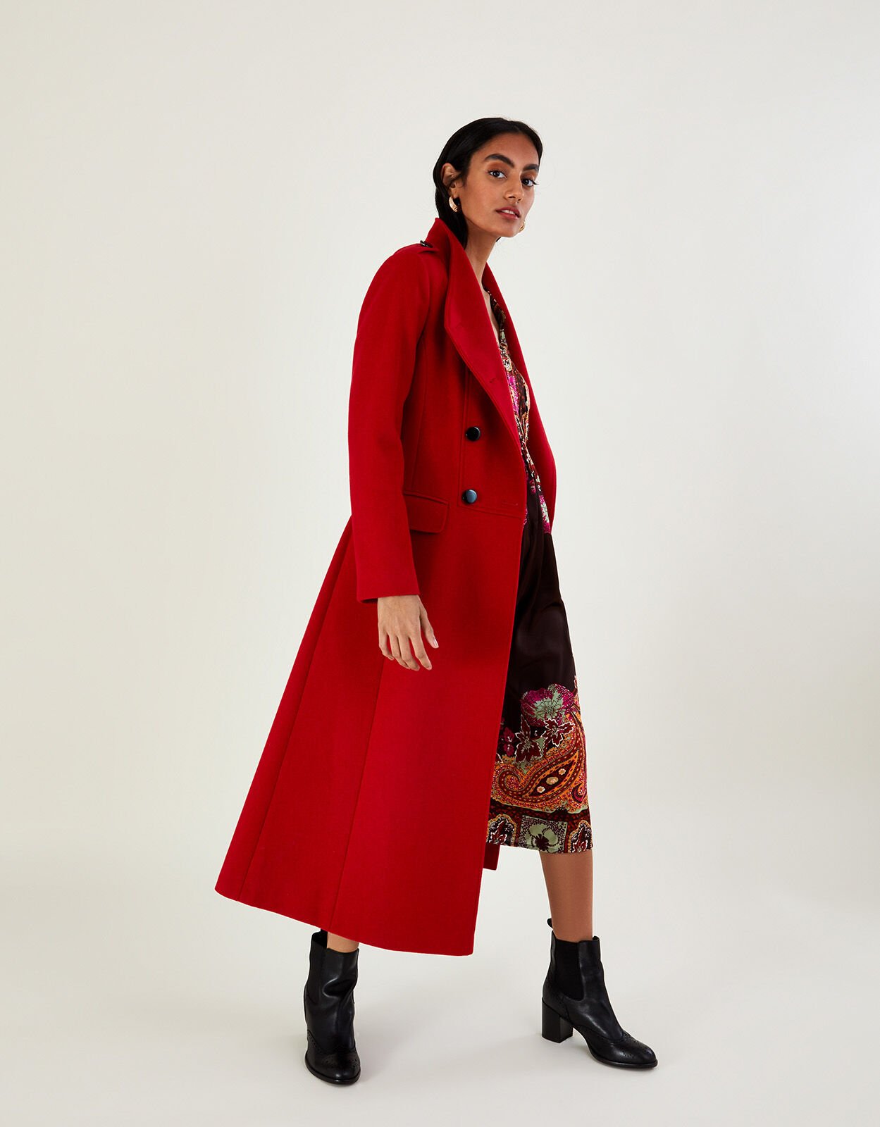 Red skirted new arrivals coat