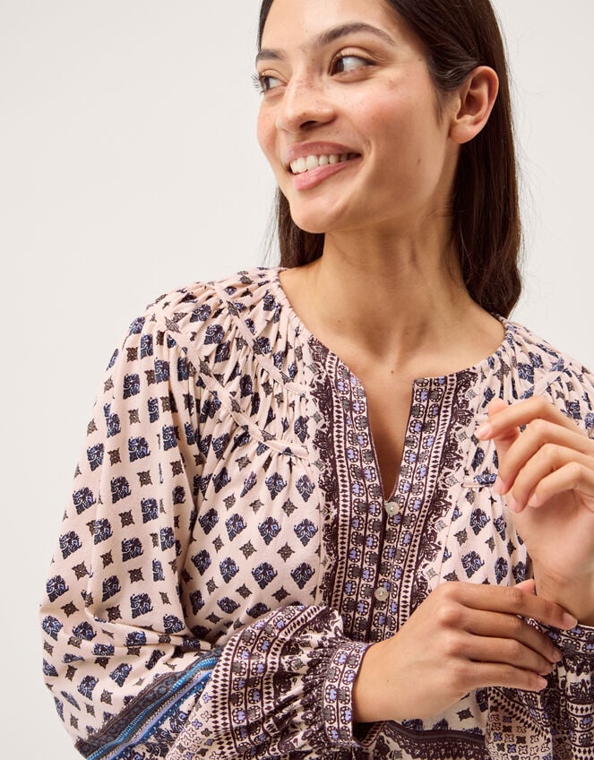 Hern Print Jersey Blouse Cream