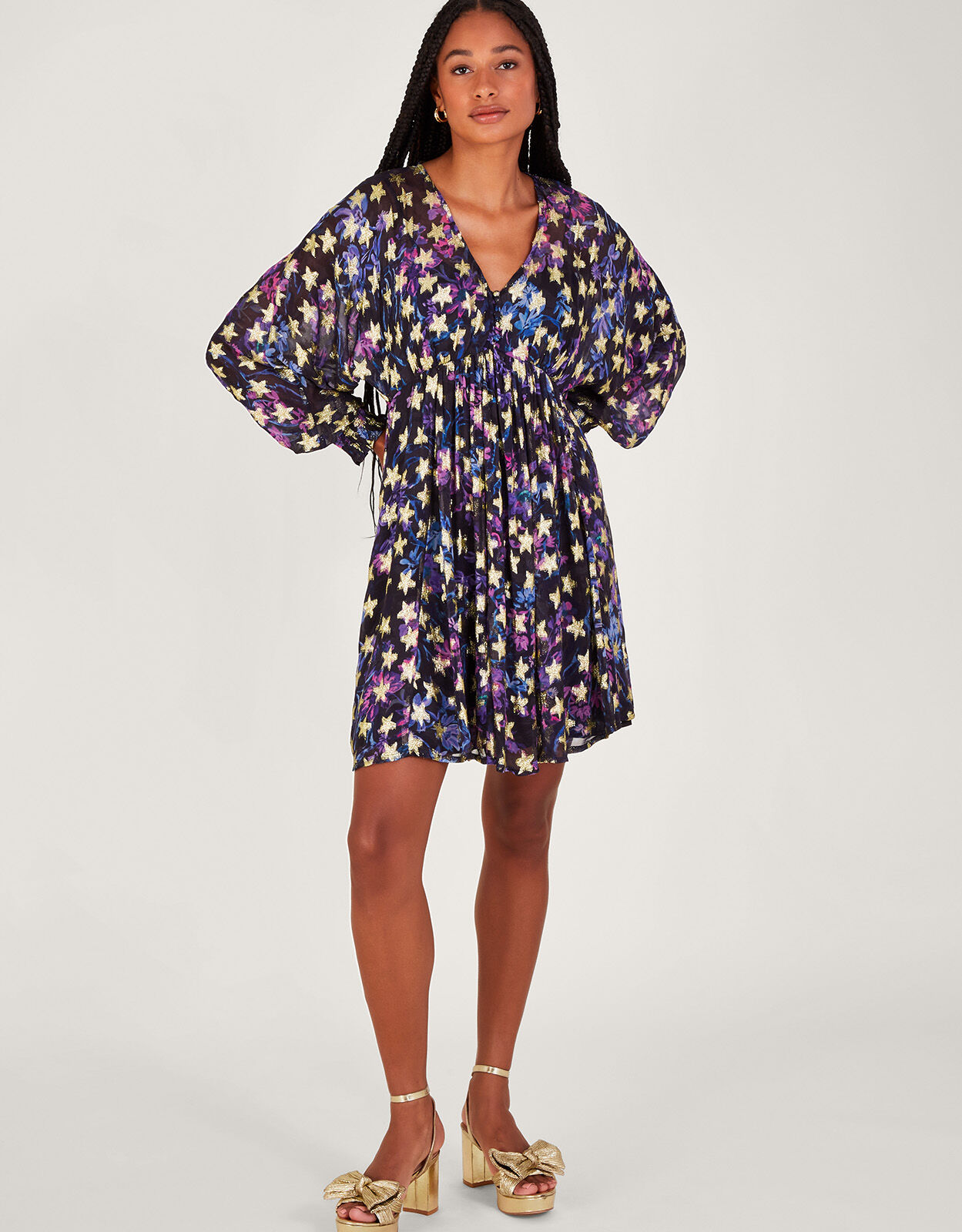 Star print mini dress top