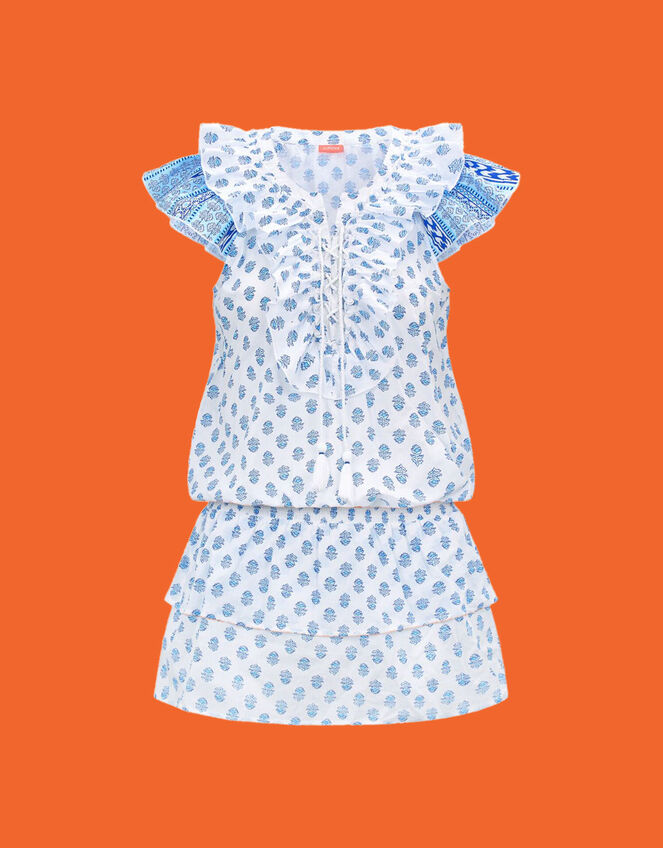 Sunuva Block Print Dress, Blue (BLUE), large