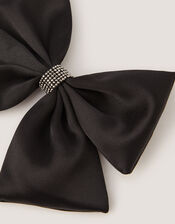 Satin Bow Hair Clip, Black (BLACK), large