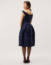 Juliana Floral Jacquard Midi Dress, Blue (NAVY), large