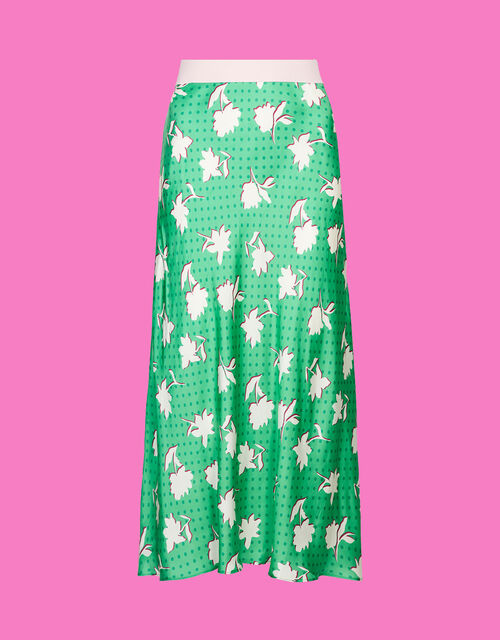 Mirla Beane Polka Dot Floral Bias Cut Skirt, Multi (MULTI), large