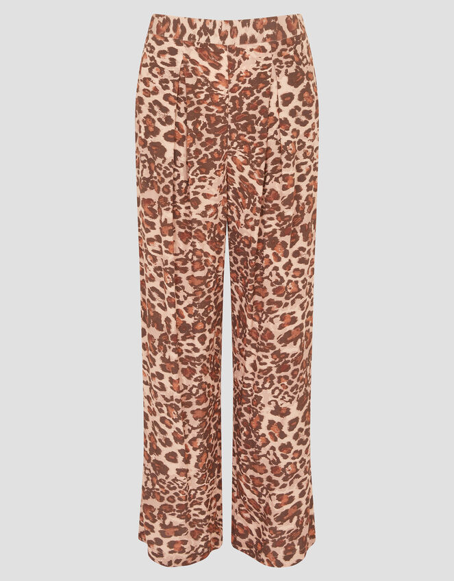 Arielle Leopard Print Trousers, Brown (BROWN), large