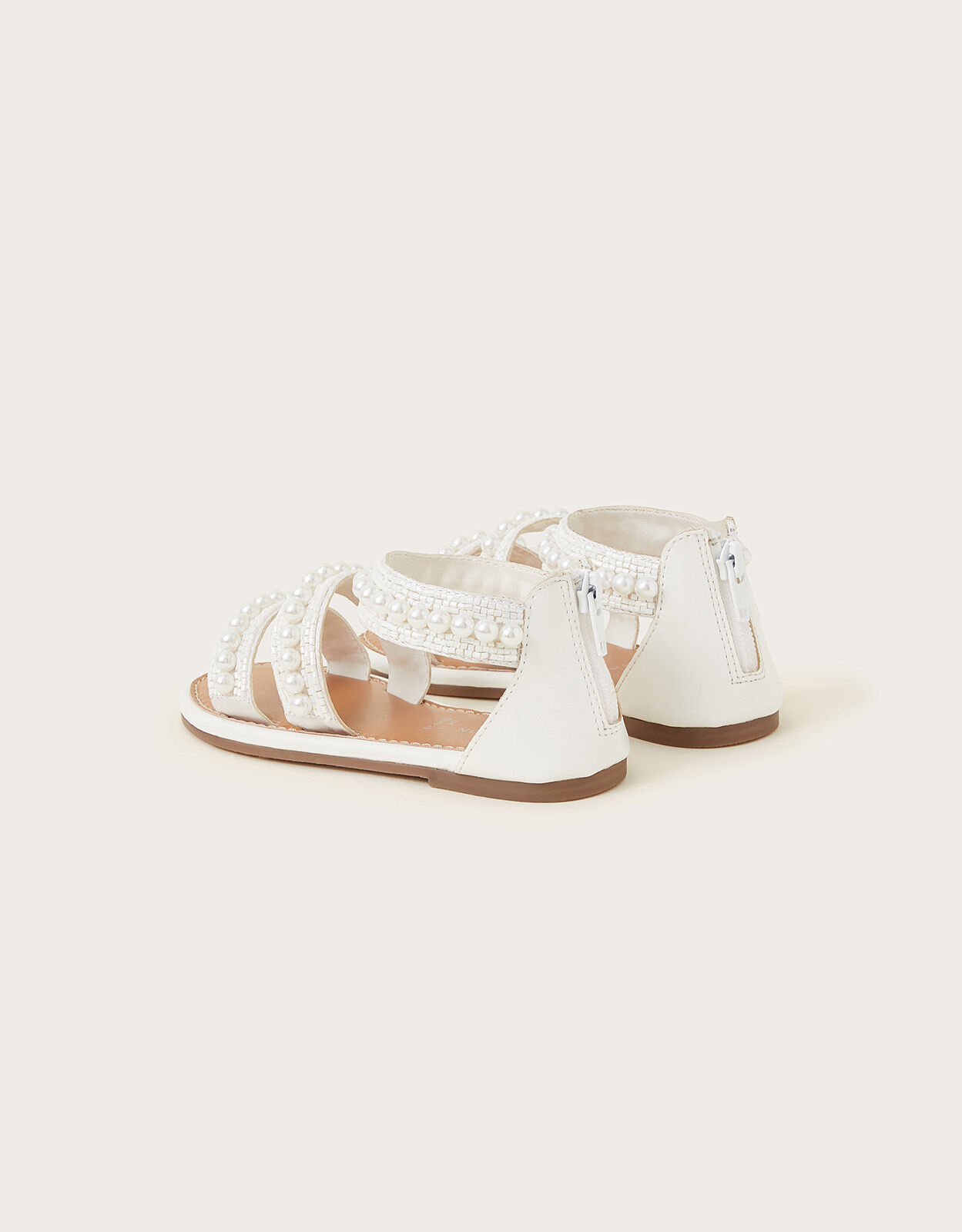 Pearly Strap Sandals Ivory