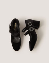 Symone Velvet Mary Jane Block Heels, Black (BLACK), large
