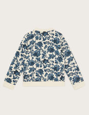 Floral Quilted Bomber Jacket, White (WHITE), large