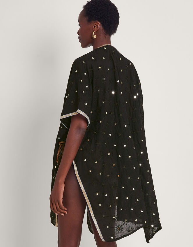 Sequin Embellished Kimono, Black (BLACK), large