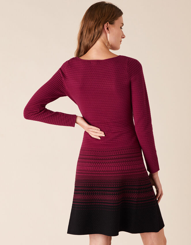 Ombre Knit Dress with Sustainable Viscose, Red (BERRY), large