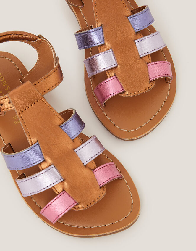 Metallic Leather Gladiator Sandals, Multi (MULTI), large