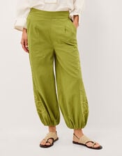 Effie Embroidered Harem Trousers, Green (GREEN), large