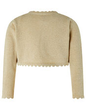 Baby Niamh Cropped Sparkle Knitted Cardigan, Gold (GOLD), large