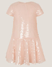 Sequin Drop Waist Dress, Pink (PALE PINK), large