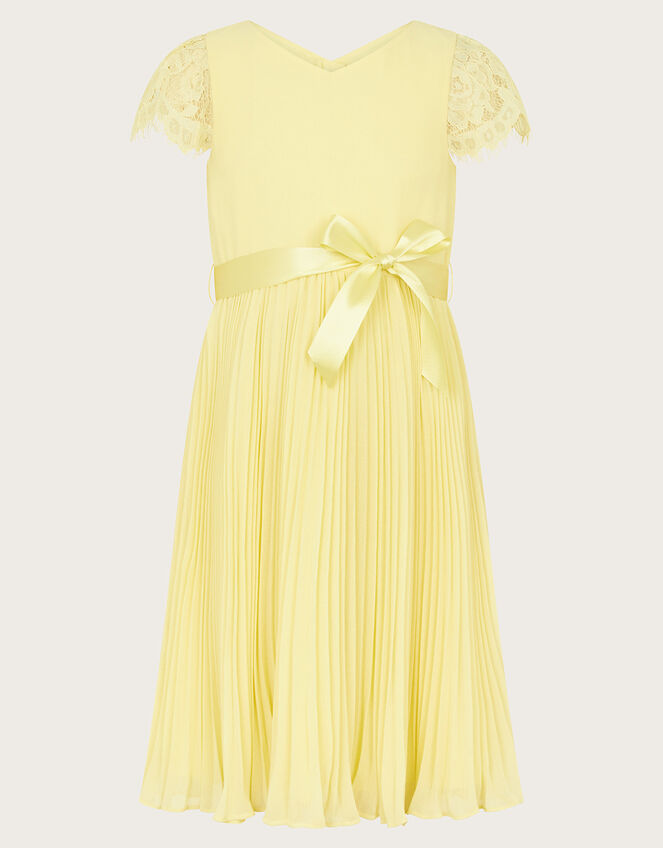 Katy Lace Pleated Dress, Yellow (LEMON), large