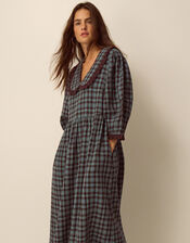 Ruby Collar Check Print Midi Dress, Blue (BLUE), large