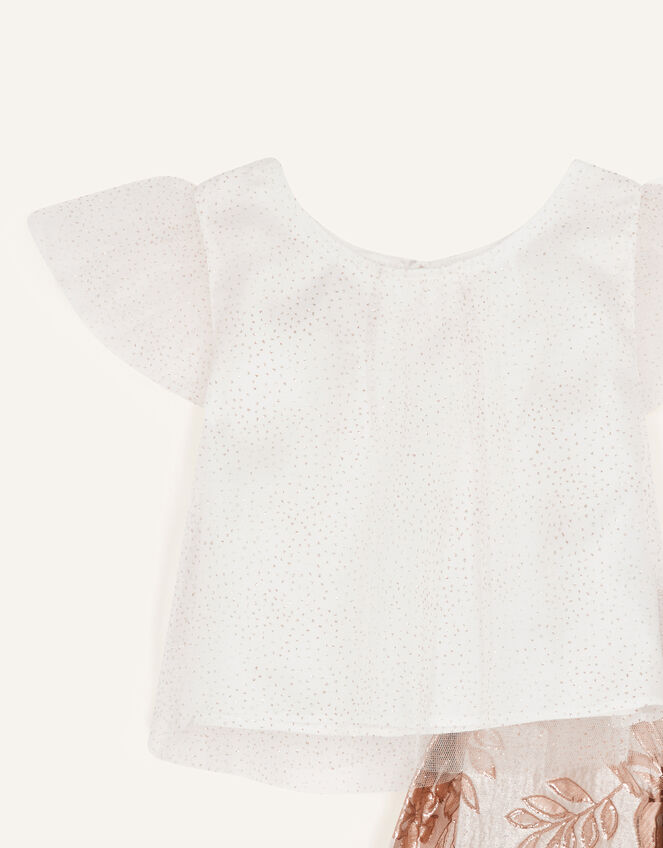 Baby Floral Jacquard Top and Skirt Set, Pink (PINK), large