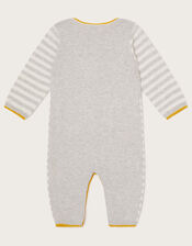 Newborn Timmy Train Sleepsuit in Sustainable Cotton, Grey (GREY), large