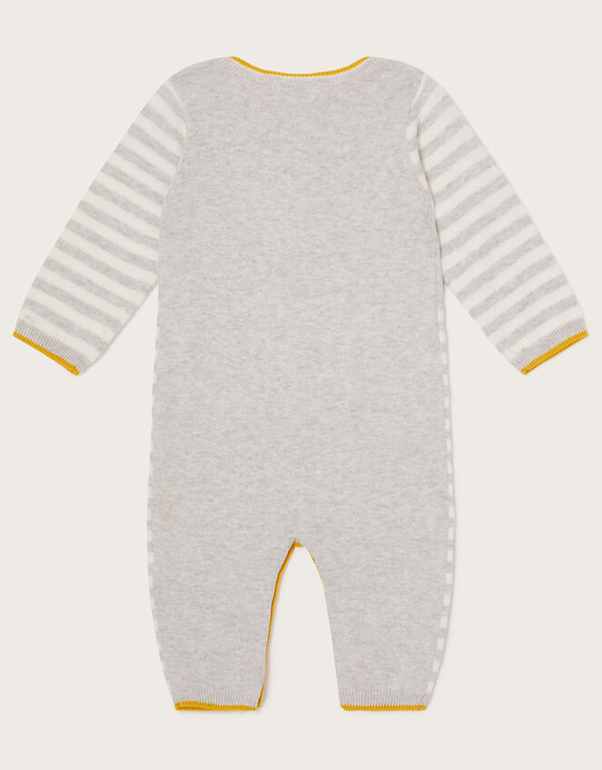 Newborn Timmy Train Sleepsuit in Sustainable Cotton, Grey (GREY), large