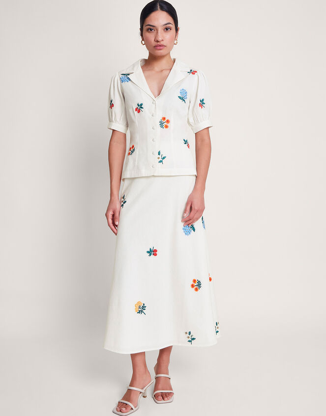 Piera Embroidered Blouse, Ivory (IVORY), large